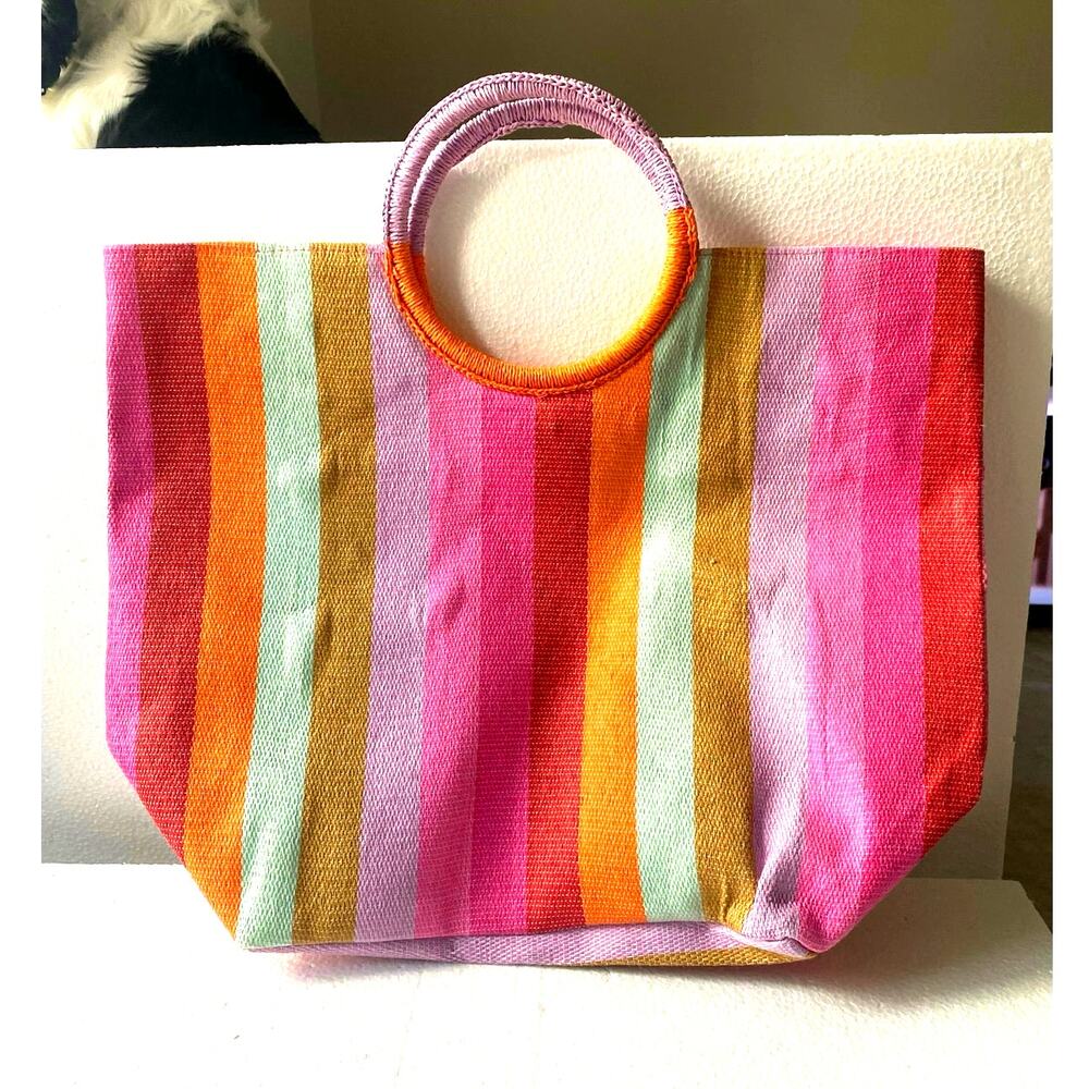 Shiraleah Tote, CHICAGO a multi-colored striped beach new  and laundry bag.